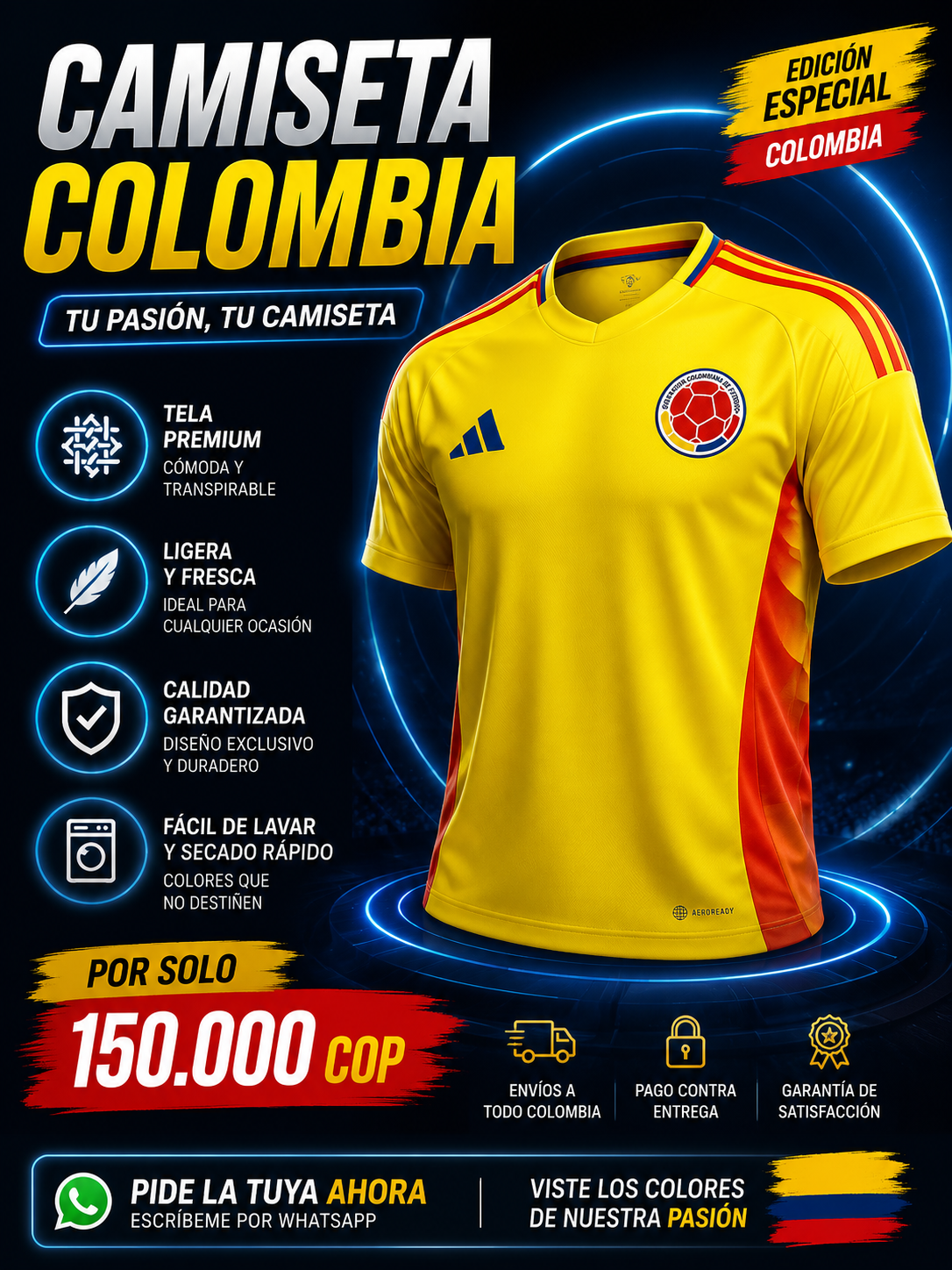 CAMISETA HOMBRE COLOMBIA 1-1  JUGADOR