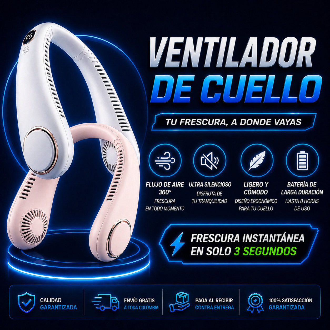 Ventilador de Cuello Pro 360° | Aire Acondicionado Personal Portátil