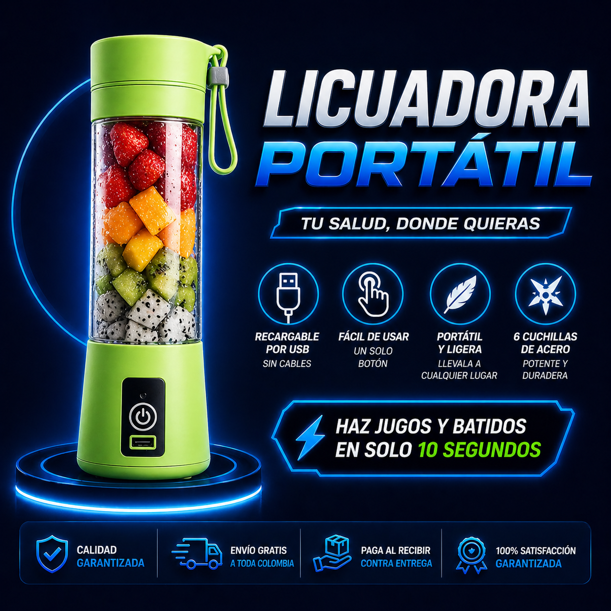 Mini Licuadora Portatil 380ml Recargable